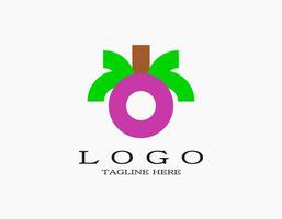 Mangosteen logo icon. Creative design of tropical fruit in green and purple colors. Design for your business, company, learning card, or fruit. vector