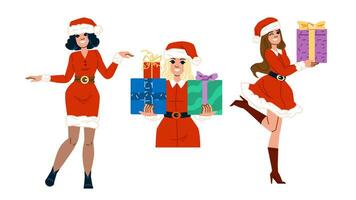 new woman santa vector