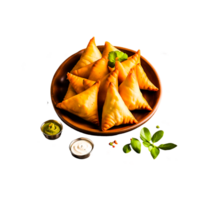 smakelijk krokant samosa's generatief ai png