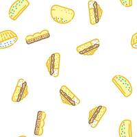 bun bread burger hamburger vector seamless pattern