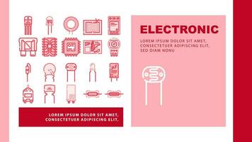 componente electrónico chip aterrizaje encabezamiento vector