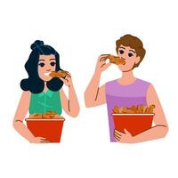 meat eating chicken wings vector