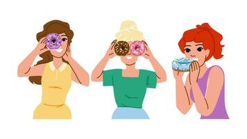 girl donut woman vector