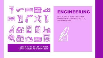 engineering tool work equipment landing header vector