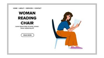 young woman reading chair vector