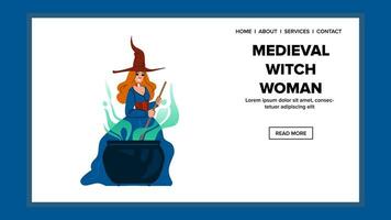young medieval witch woman vector