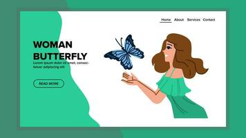 girl woman butterfly vector
