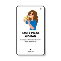 girl tasty pizza woman vector