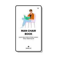 estilo de vida hombre silla libro vector