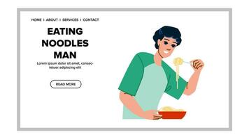 bowl eating noodles man vector