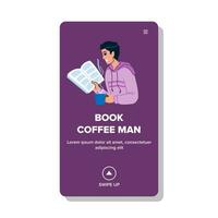 ventana libro café hombre vector