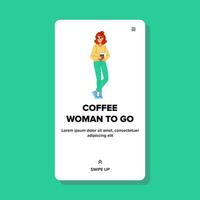 drink coffee woman to go vector