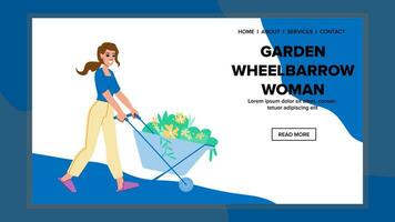 man garden wheelbarrow woman vector