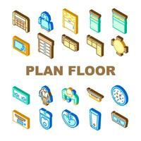 plan floor home icons set vector