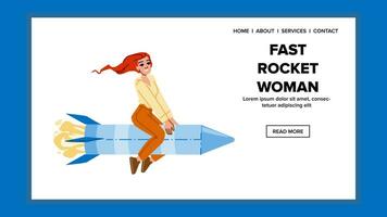 web fast rocket woman vector