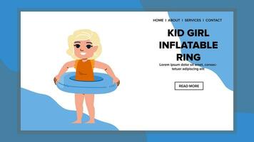 flat kid girl inflatable ring vector