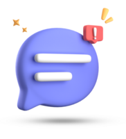 3d rendering of speech bubble, 3D pastel chat with exclamation mark icon set. png