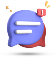 3d rendering of speech bubble, 3D pastel chat with exclamation mark icon set. png