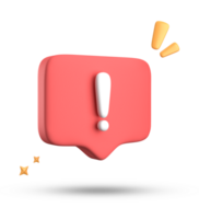 3d rendering of speech bubble, 3D pastel chat with exclamation mark icon set. png