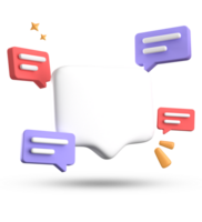 3d rendering of speech bubble, 3D pastel chat with symbol icon set. png