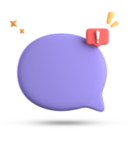 3d rendering of speech bubble, 3D pastel chat with exclamation mark icon set. png