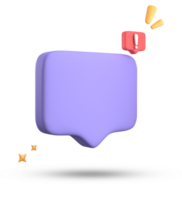 3d rendering of speech bubble, 3D pastel chat with exclamation mark icon set. png