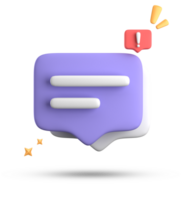 3d rendering of speech bubble, 3D pastel chat with exclamation mark icon set. png