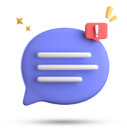 3d rendering of speech bubble, 3D pastel chat with exclamation mark icon set. png