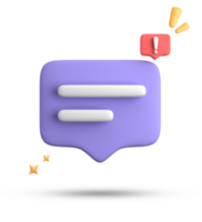 3d rendering of speech bubble, 3D pastel chat with exclamation mark icon set. png