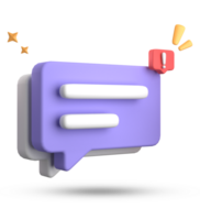 3d rendering of speech bubble, 3D pastel chat with exclamation mark icon set. png