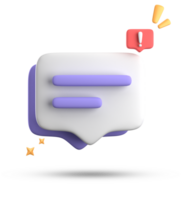 3d rendering of speech bubble, 3D pastel chat with exclamation mark icon set. png