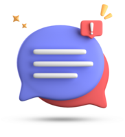 3d rendering of speech bubble, 3D pastel chat with exclamation mark icon set. png