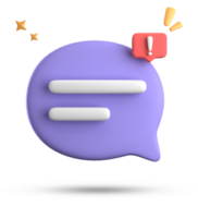 3d rendering of speech bubble, 3D pastel chat with exclamation mark icon set. png