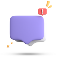 3d rendering of speech bubble, 3D pastel chat with exclamation mark icon set. png