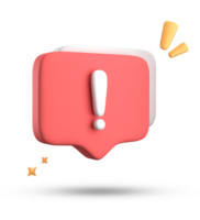 3d rendering of speech bubble, 3D pastel chat with exclamation mark icon set. png