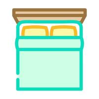 double bed top view color icon vector illustration