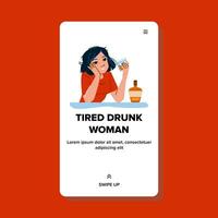 web tired drunk woman vector