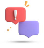 3d rendering of speech bubble, 3D pastel chat with exclamation mark icon set. png