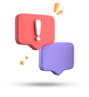 3d rendering of speech bubble, 3D pastel chat with exclamation mark icon set. png