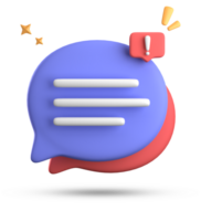 3d rendering of speech bubble, 3D pastel chat with exclamation mark icon set. png