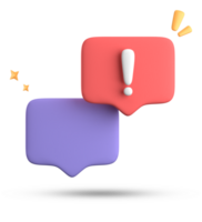 3d rendering of speech bubble, 3D pastel chat with exclamation mark icon set. png