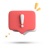 3d rendering of speech bubble, 3D pastel chat with exclamation mark icon set. png