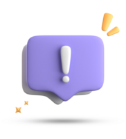 3d rendering of speech bubble, 3D pastel chat with exclamation mark icon set. png