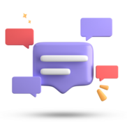 3d rendering of speech bubble, 3D pastel chat with symbol icon set. png