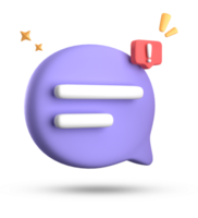 3d rendering of speech bubble, 3D pastel chat with exclamation mark icon set. png