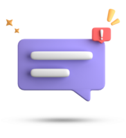 3d rendering of speech bubble, 3D pastel chat with exclamation mark icon set. png