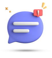 3d rendering of speech bubble, 3D pastel chat with exclamation mark icon set. png