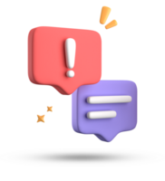 3d rendering of speech bubble, 3D pastel chat with exclamation mark icon set. png