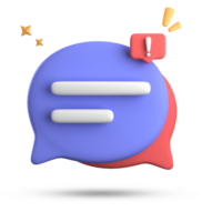 3d rendering of speech bubble, 3D pastel chat with exclamation mark icon set. png