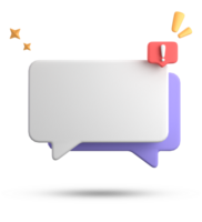 3d rendering of speech bubble, 3D pastel chat with exclamation mark icon set. png